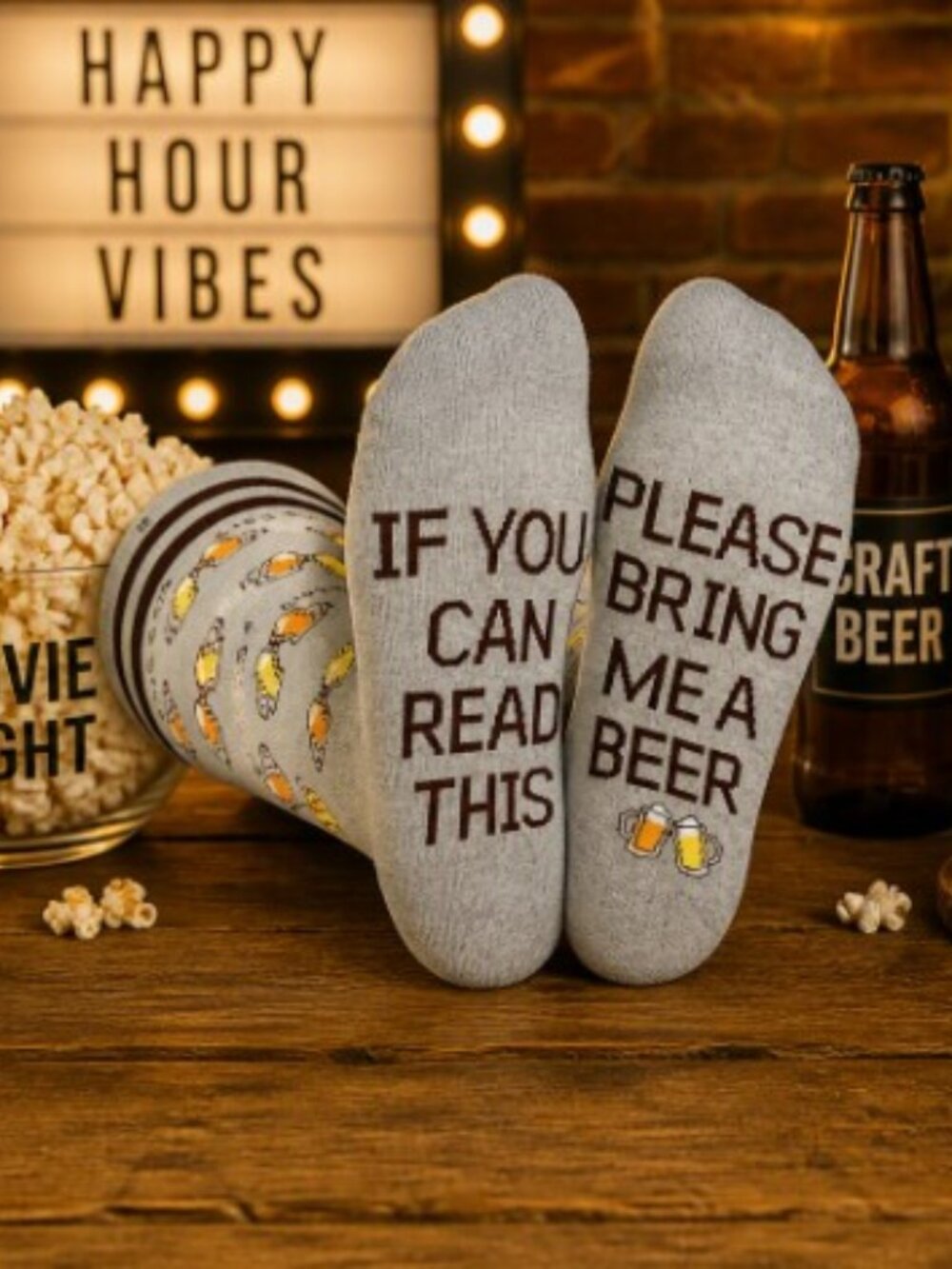 Saucey Socks “Please Bring Me a Beer” Knee‑High Socks – Funny Beer Gift – Size L